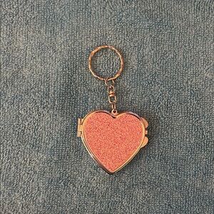 Heart-Shaped Pink Glitter Keychain